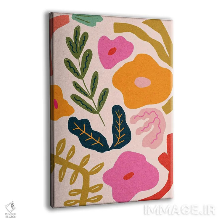 تابلو مینیمال گیاه شناسی انتزاعی رنگارنگ اثر کارتیکا پارامیتا - نمای پرسپکتیو محصول