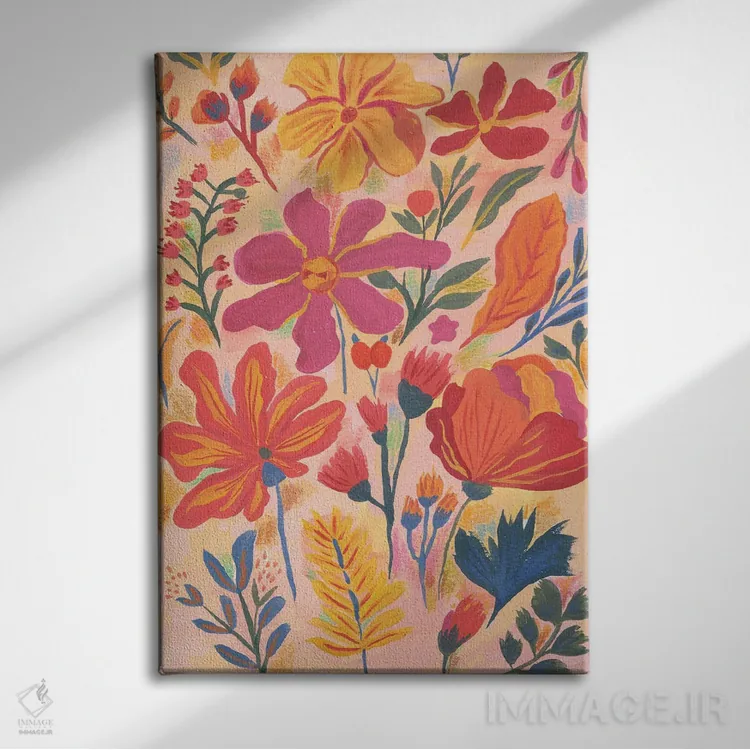 تابلو دکوراتیو گل های فانتزی اثر کارتیکا پارامیتا - نمای روبهرو روی دیوار