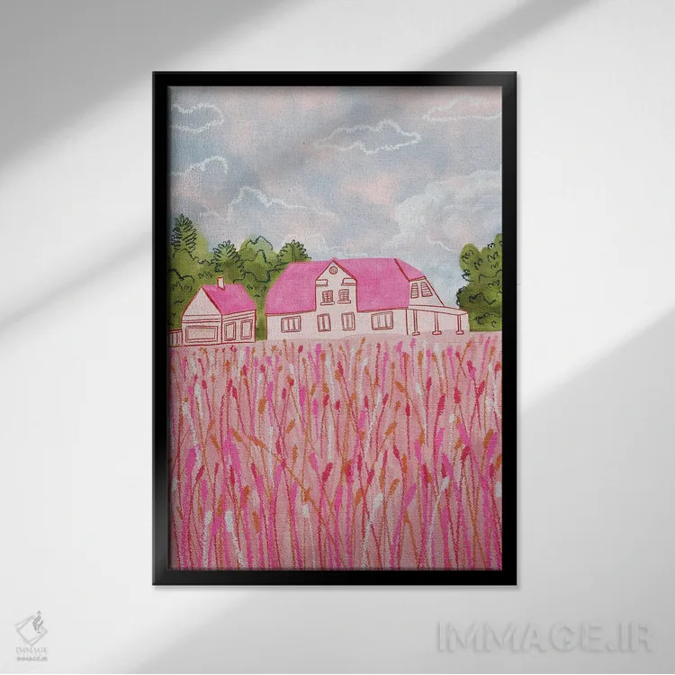 تابلو دکوراتیو خانه حومه شهر اثر کارتیکا پارامیتا - نمای قابدار مشکی