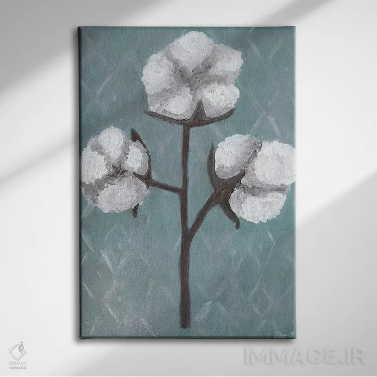 تابلو دکوراتیو ساقه های پنبه اثر کاتلین برایان - نمای روبهرو روی دیوار