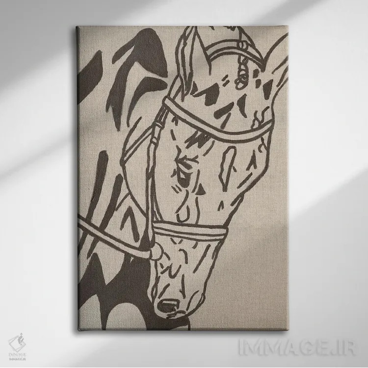 تابلو مینیمال اسب طراحی مزرعه اثر کاتلین برایان - نمای روبهرو روی دیوار