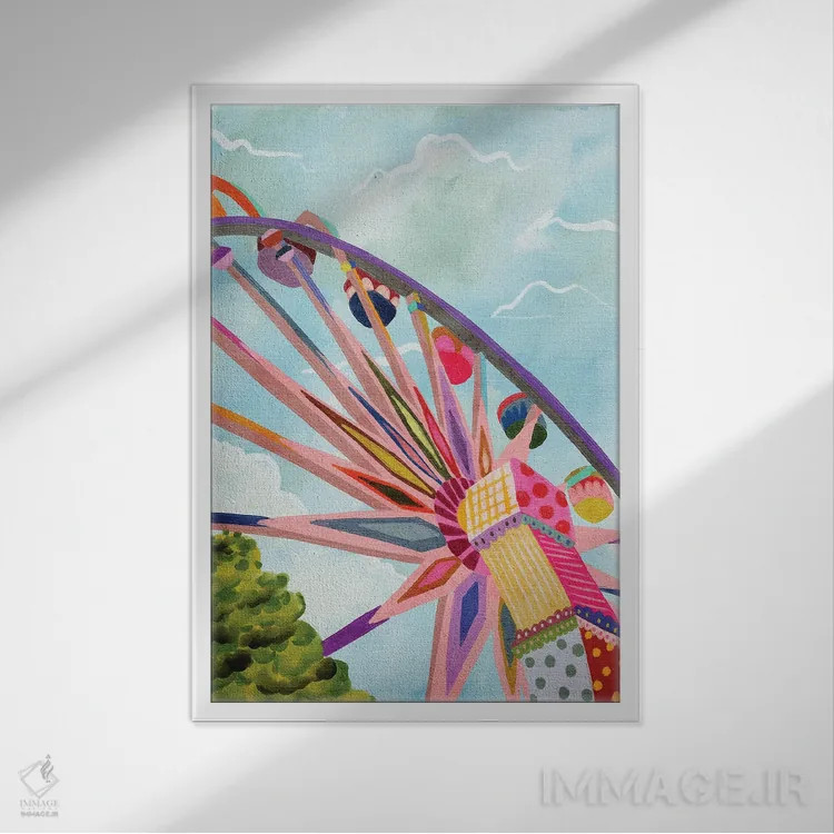 تابلو دکوراتیو چرخ وفلک اثر کارتیکا پارامیتا - نمای قابدار سفید