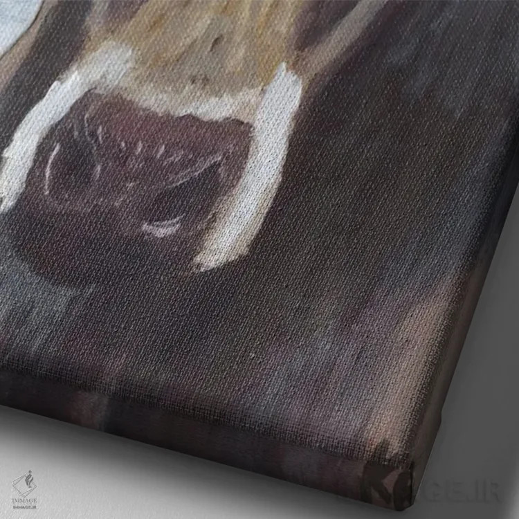 تابلو مدرن گاو قهوه ای اثر کاتلین برایان - نمای نزدیک بافت بوم