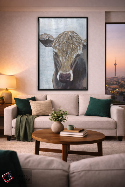 تابلو مدرن گاو قهوه ای اثر کاتلین برایان - D1B