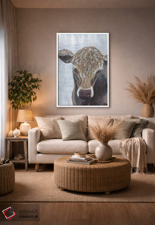 تابلو مدرن گاو قهوه ای اثر کاتلین برایان - D3W