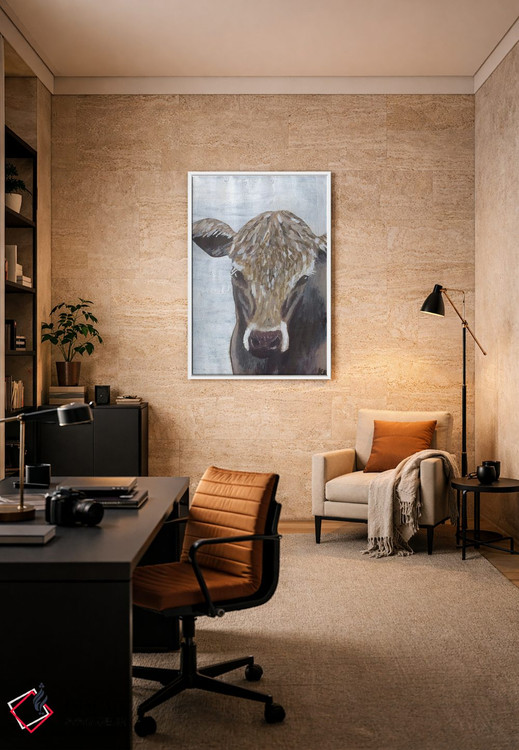 تابلو مدرن گاو قهوه ای اثر کاتلین برایان - D6W