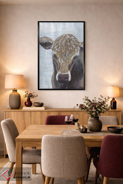 تابلو مدرن گاو قهوه ای اثر کاتلین برایان - D5B