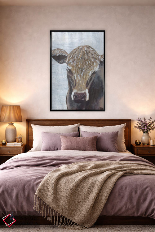 تابلو مدرن گاو قهوه ای اثر کاتلین برایان - D4B