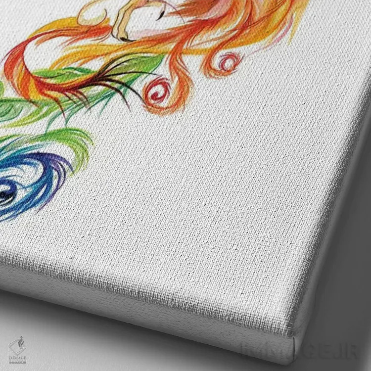 تابلو دکوراتیو ققنوس باشکوه اثر کتی لیپسکامب - نمای نزدیک بافت بوم