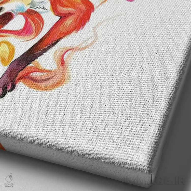 تابلو دکوراتیو روباه دودی اثر کتی لیپسکامب - نمای نزدیک بافت بوم