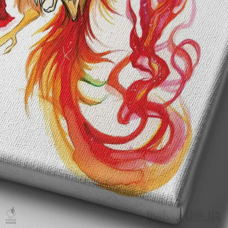 تابلو دکوراتیو برخاستن ققنوس اثر کتی لیپسکامب - نمای نزدیک بافت بوم