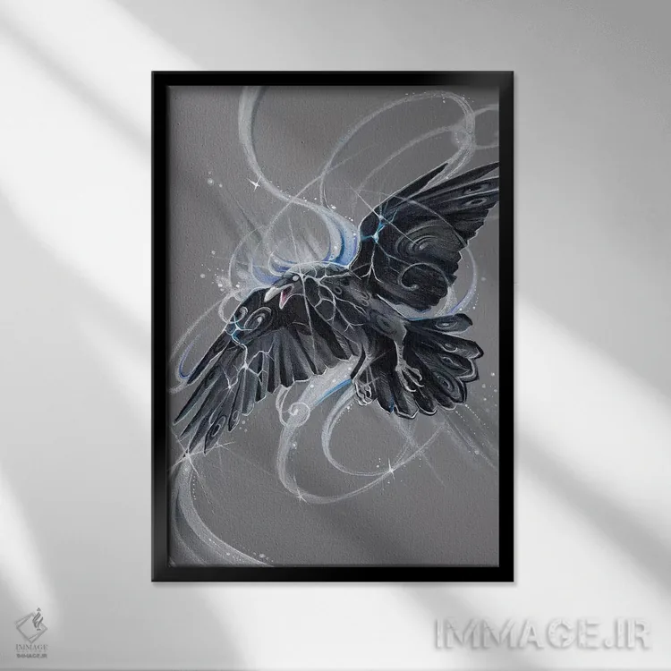 تابلو دکوراتیو کلاغ روح اثر کتی لیپسکامب - نمای قابدار مشکی