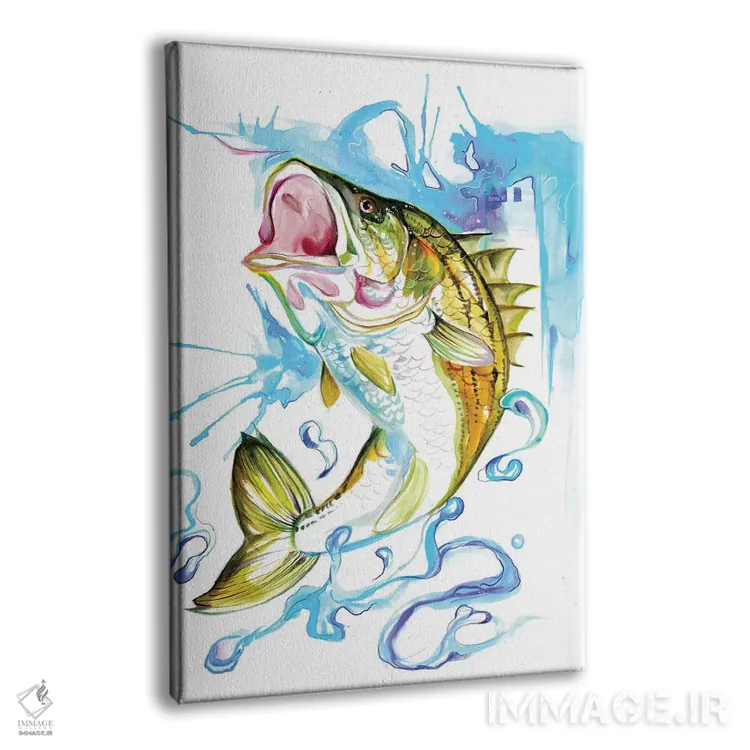 تابلو دکوراتیو ماهی راه راه باس اثر کتی لیپسکامب - نمای پرسپکتیو محصول