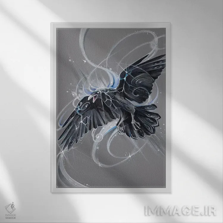 تابلو دکوراتیو کلاغ روح اثر کتی لیپسکامب - نمای قابدار سفید