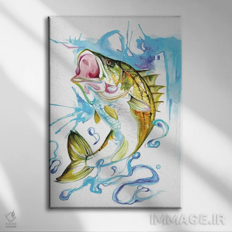 تابلو دکوراتیو ماهی راه راه باس اثر کتی لیپسکامب - نمای روبهرو روی دیوار