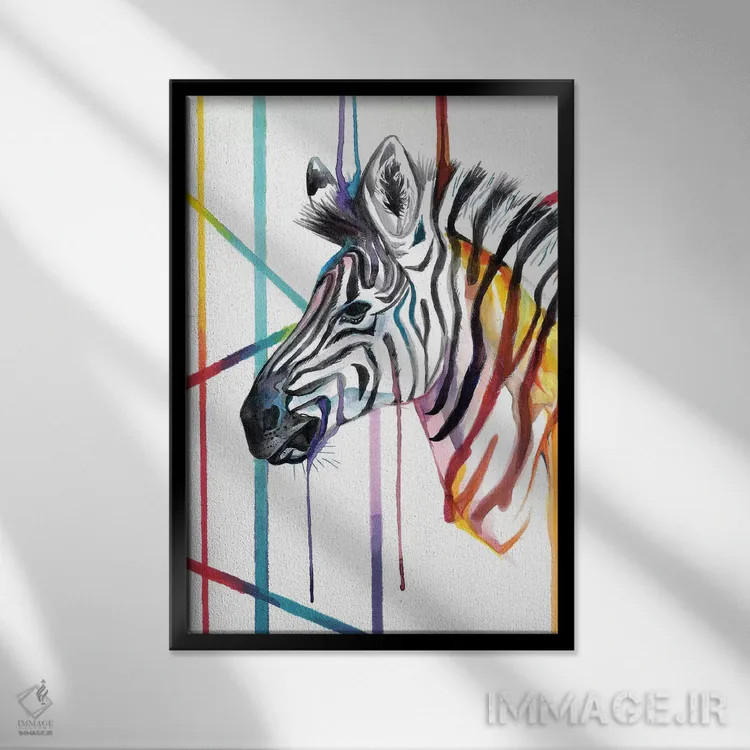 تابلو دکوراتیو گورخر اثر کتی لیپسکامب - نمای قابدار مشکی