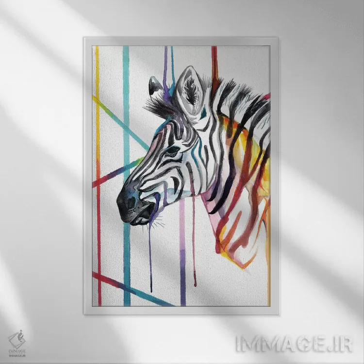 تابلو دکوراتیو گورخر اثر کتی لیپسکامب - نمای قابدار سفید