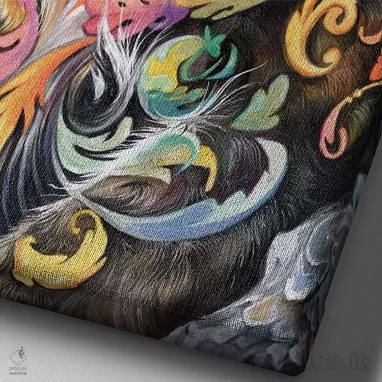 تابلو دکوراتیو یوزپلنگ زرین اثر کتی لیپسکامب - نمای نزدیک بافت بوم