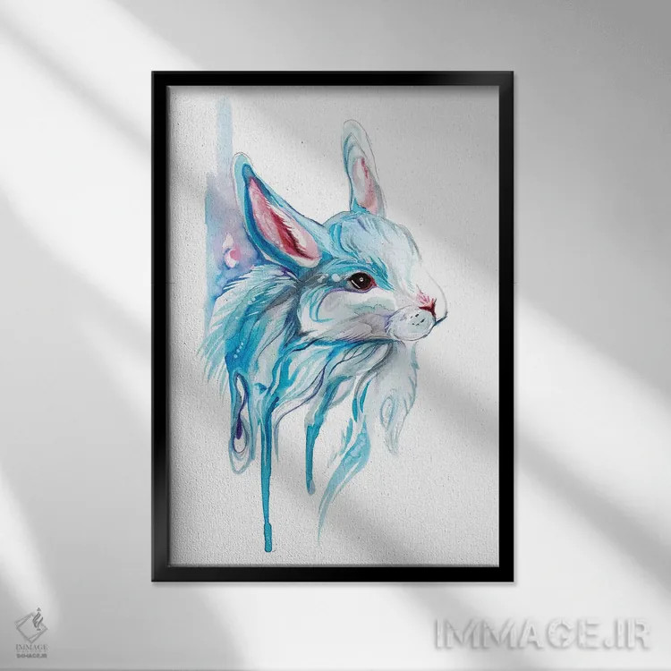 تابلو دکوراتیو خرگوش زمستانی اثر کتی لیپسکامب - نمای قابدار مشکی