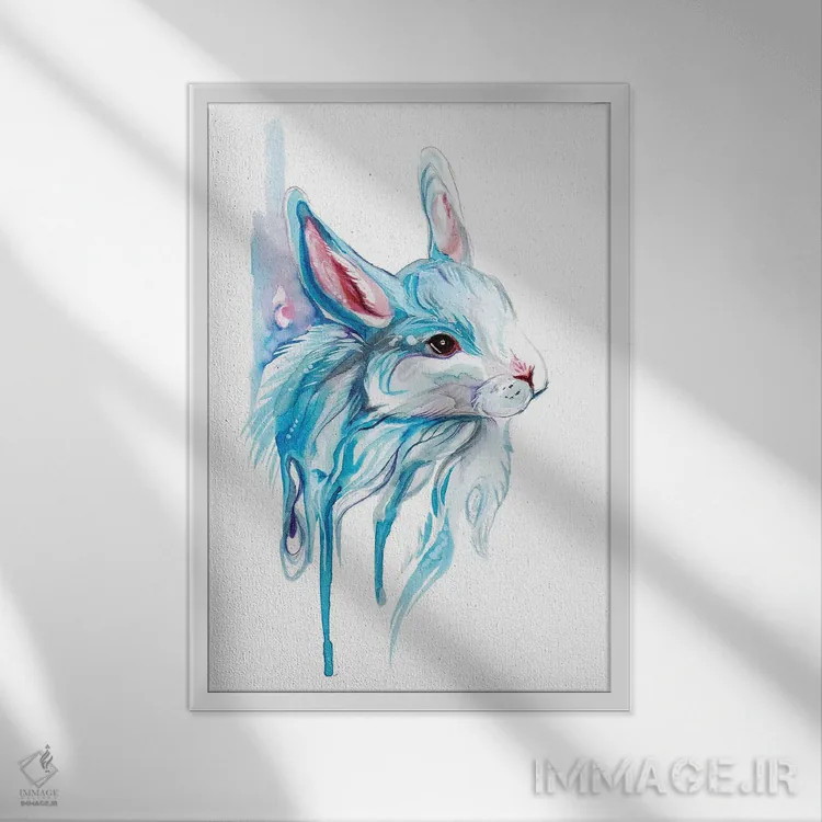 تابلو دکوراتیو خرگوش زمستانی اثر کتی لیپسکامب - نمای قابدار سفید