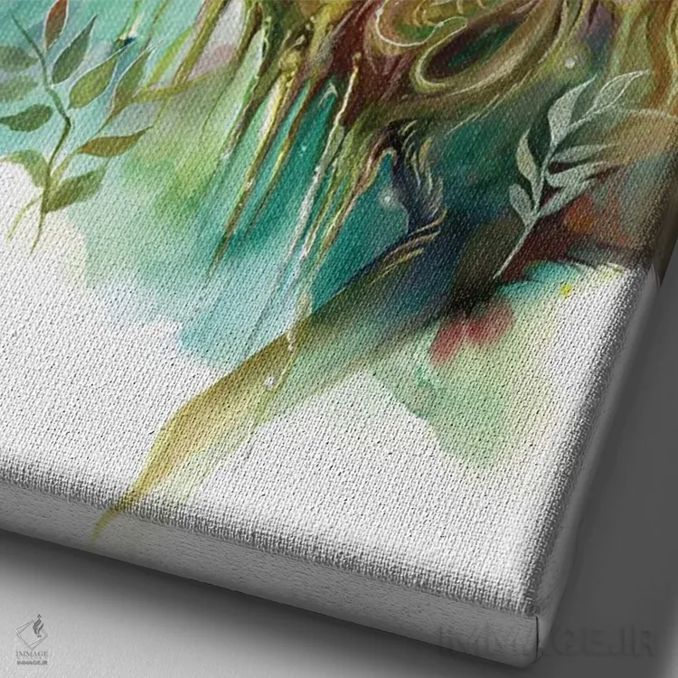 تابلو دکوراتیو روح گوزن فانوس دار اثر کتی لیپسکامب - نمای نزدیک بافت بوم