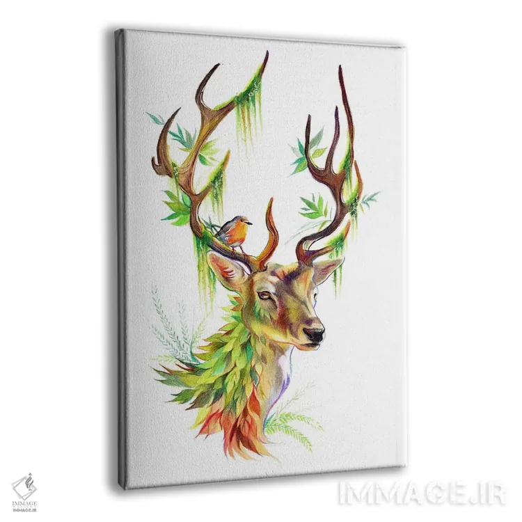 تابلو دکوراتیو گوزن گیاهی اثر کتی لیپسکامب - نمای پرسپکتیو محصول