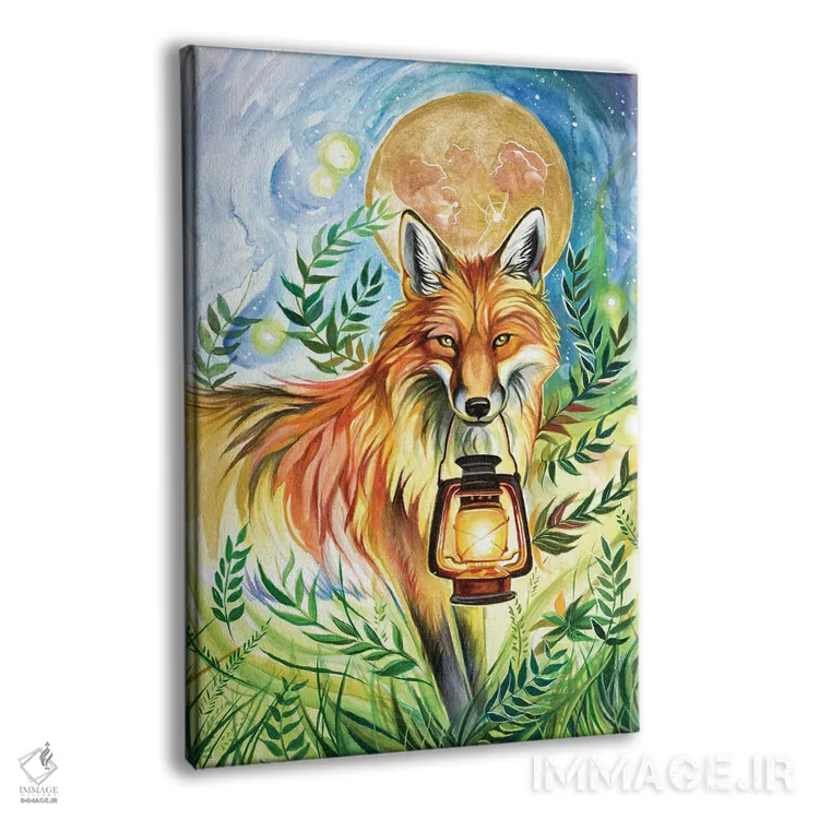 تابلو دکوراتیو روباه فانوس دار اثر کتی لیپسکامب - نمای پرسپکتیو محصول