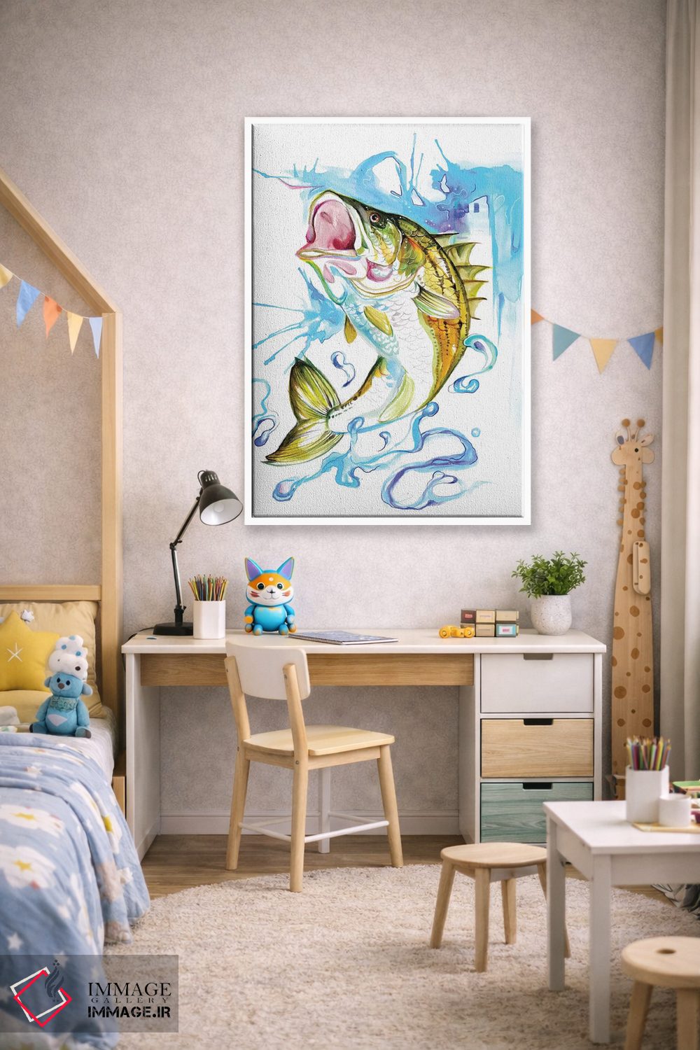 تابلو دکوراتیو ماهی راه راه باس اثر کتی لیپسکامب - D1W