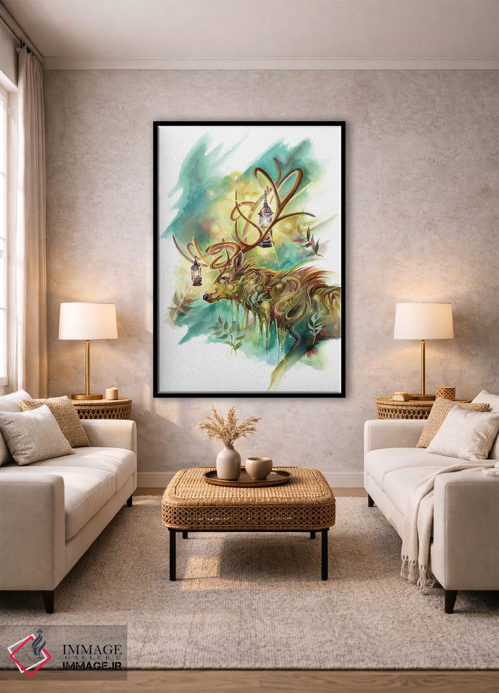 تابلو دکوراتیو روح گوزن فانوس دار اثر کتی لیپسکامب - D2B