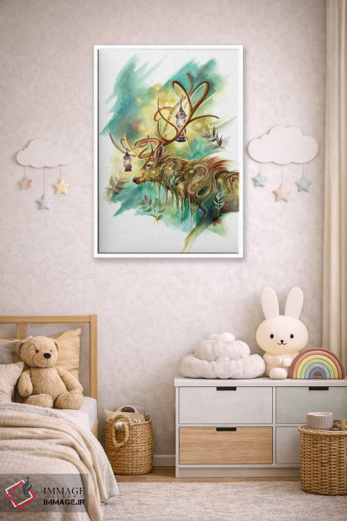 تابلو دکوراتیو روح گوزن فانوس دار اثر کتی لیپسکامب - D4W