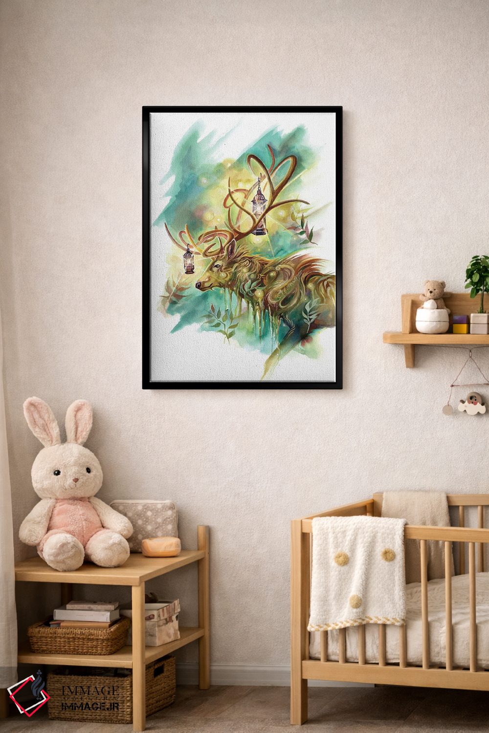 تابلو دکوراتیو روح گوزن فانوس دار اثر کتی لیپسکامب - D5B