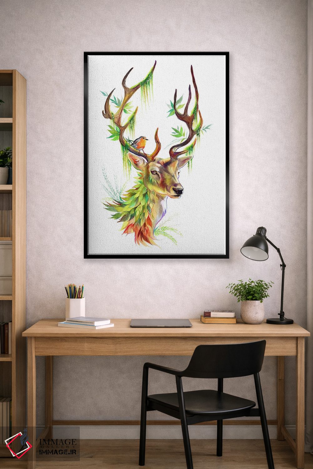 تابلو دکوراتیو گوزن گیاهی اثر کتی لیپسکامب - D2B