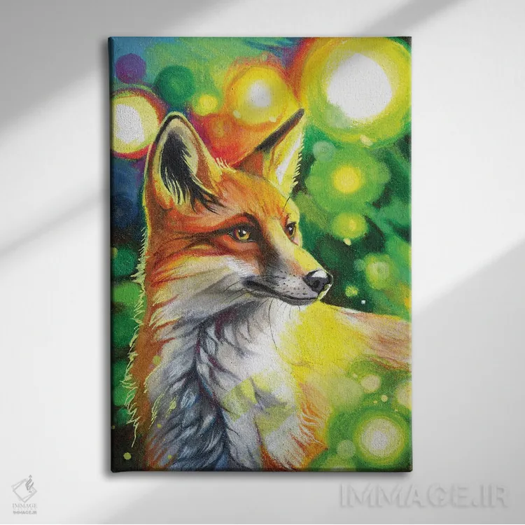 تابلو دکوراتیو روباه آفتابی اثر کتی لیپسکامب - نمای روبهرو روی دیوار