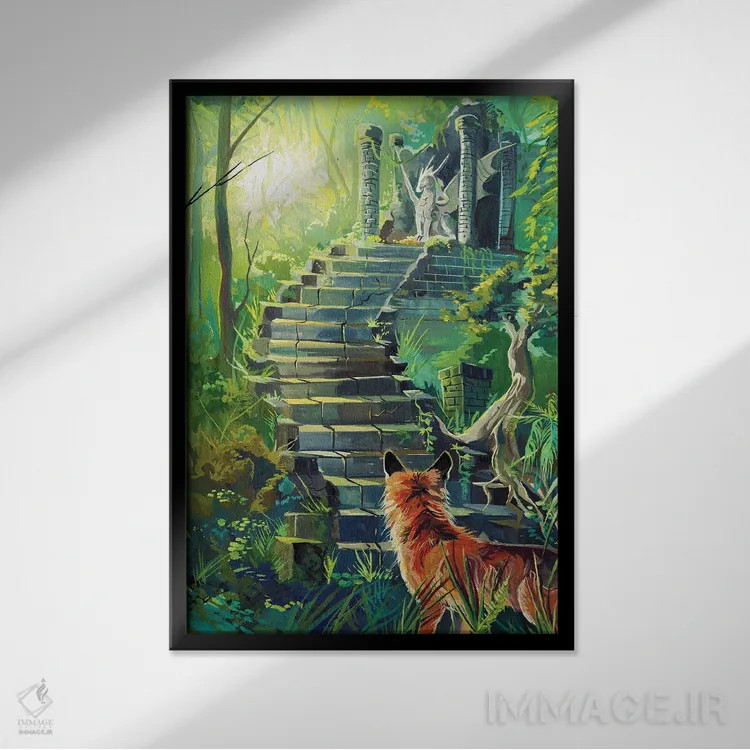 تابلو دکوراتیو جنگل افسون شده اثر کتی لیپسکامب - نمای قابدار مشکی