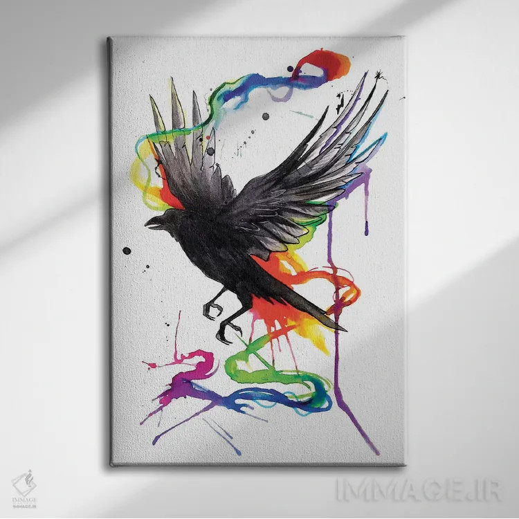 تابلو دکوراتیو کلاغ اثر کتی لیپسکامب - نمای روبهرو روی دیوار