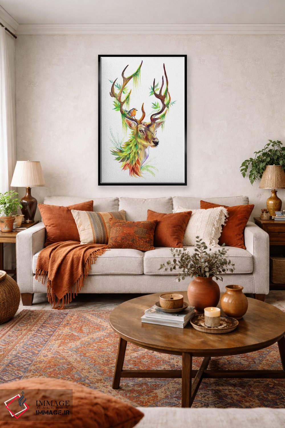 تابلو دکوراتیو گوزن گیاهی اثر کتی لیپسکامب - D5B