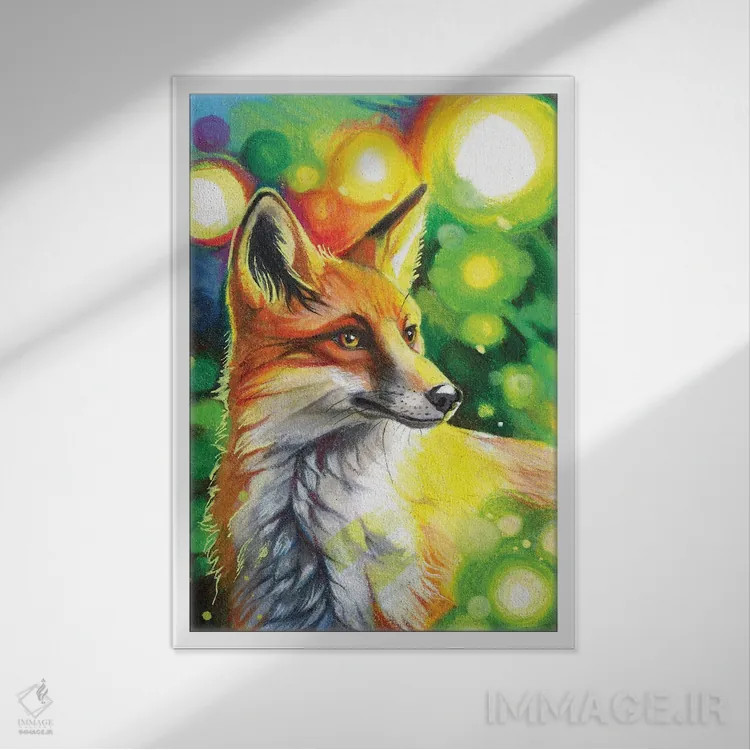 تابلو دکوراتیو روباه آفتابی اثر کتی لیپسکامب - نمای قابدار سفید