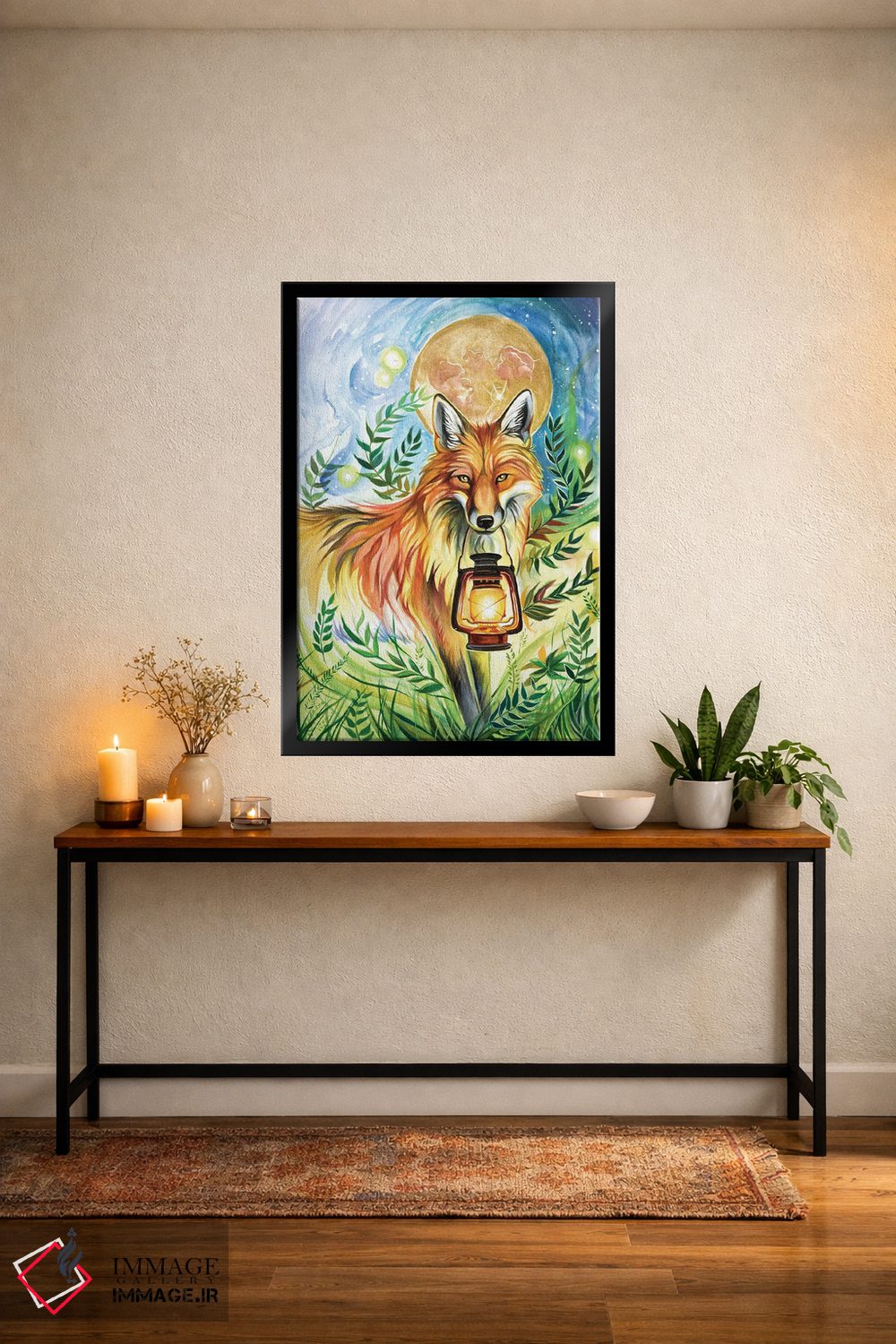 تابلو دکوراتیو روباه فانوس دار اثر کتی لیپسکامب - D6B