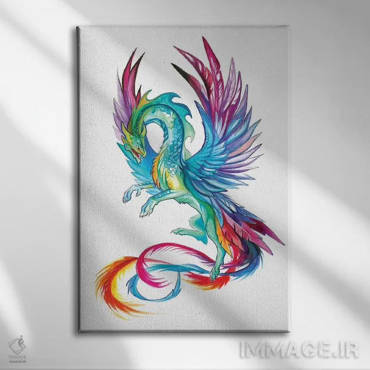 تابلو دکوراتیو اژدهای مرغ مگس خوار اثر کتی لیپسکامب - نمای روبهرو روی دیوار