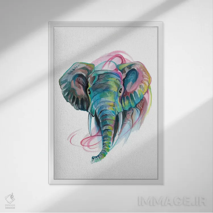 تابلو دکوراتیو فیل ۳ اثر کتی لیپسکامب - نمای قابدار سفید