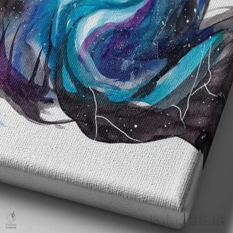 تابلو دکوراتیو روباه کهکشانی اثر کتی لیپسکامب - نمای نزدیک بافت بوم