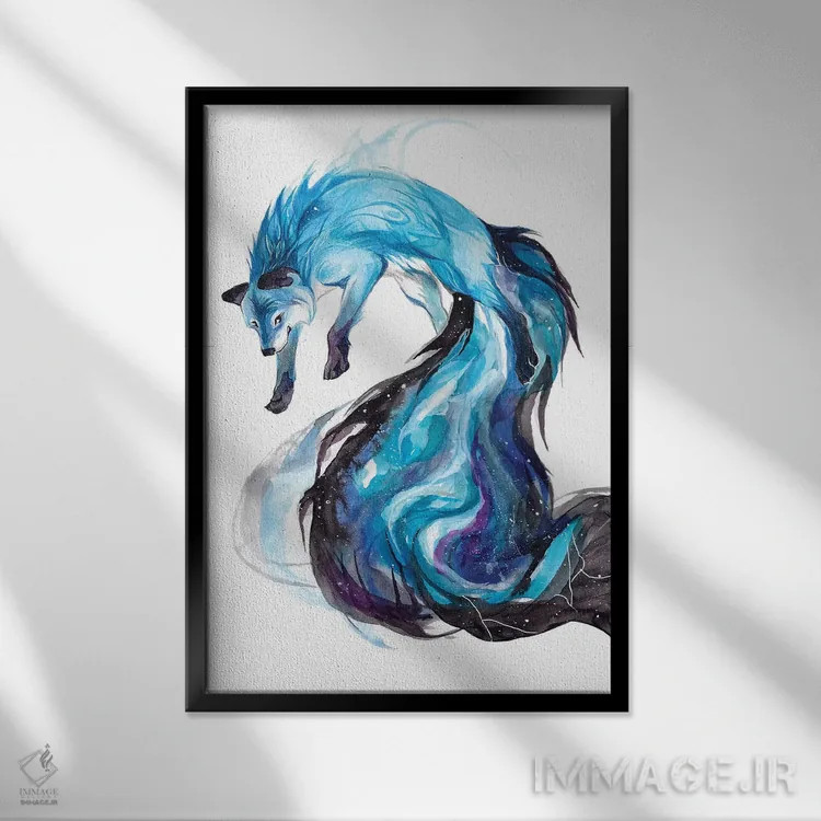 تابلو دکوراتیو روباه کهکشانی اثر کتی لیپسکامب - نمای قابدار مشکی