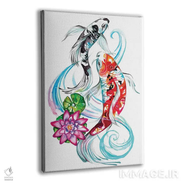 تابلو دکوراتیو یک جفت ماهی کوی اثر کتی لیپسکامب - نمای پرسپکتیو محصول