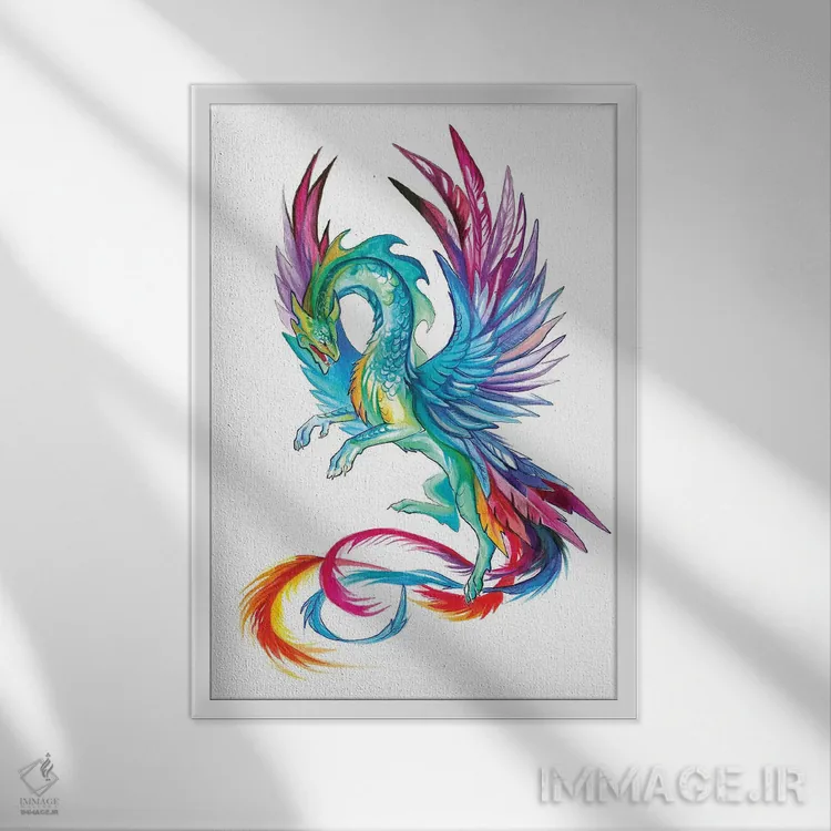 تابلو دکوراتیو اژدهای مرغ مگس خوار اثر کتی لیپسکامب - نمای قابدار سفید