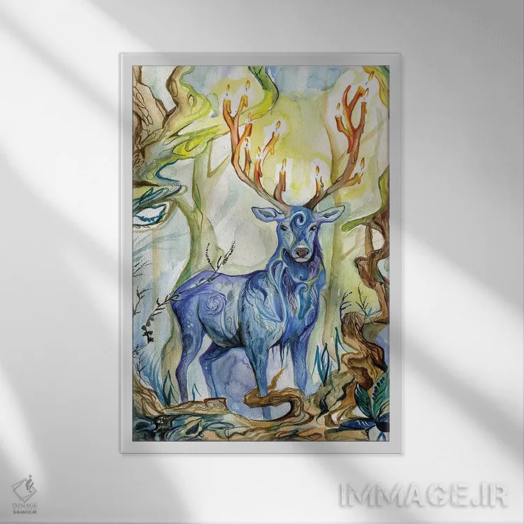 تابلو دکوراتیو روح جنگل اثر کتی لیپسکامب - نمای قابدار سفید