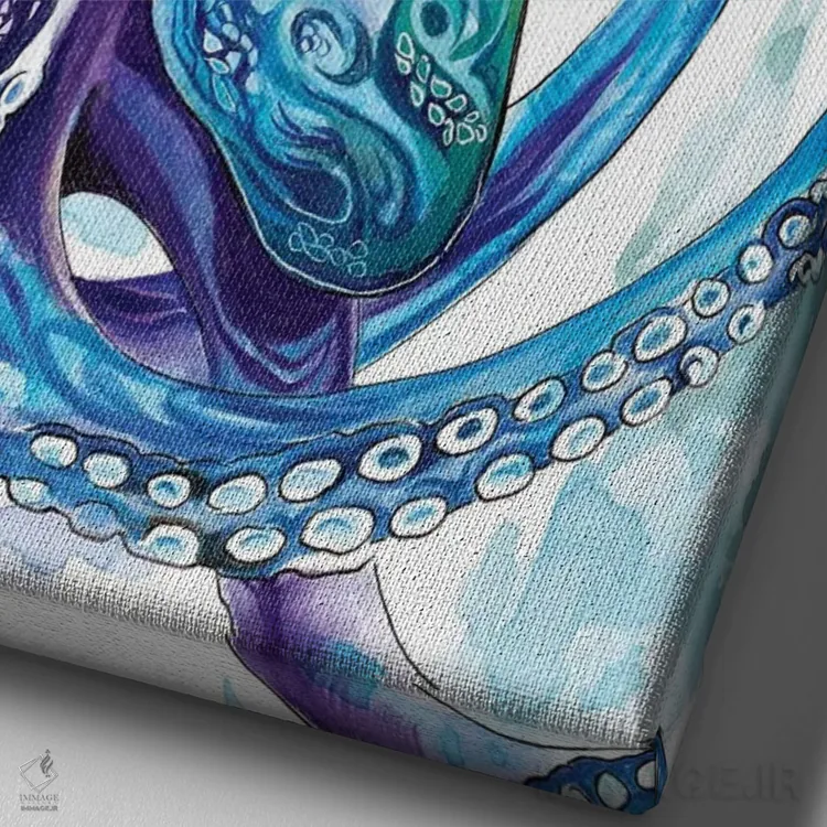 تابلو دکوراتیو اختاپوس اثر کتی لیپسکامب - نمای نزدیک بافت بوم