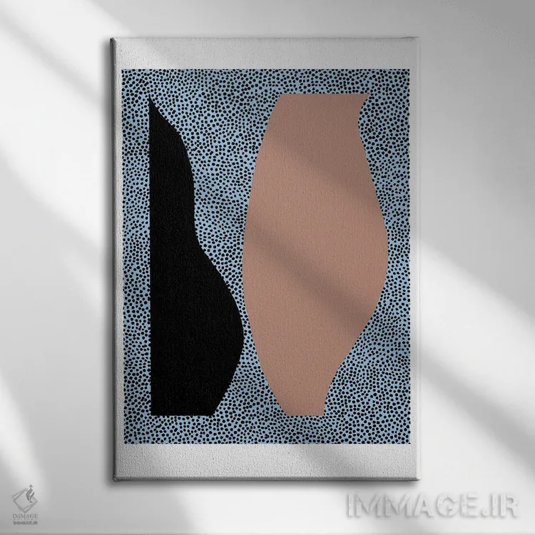 تابلو انتزاعی اشکال نقطه ای اثر کارولینا کلینگ - نمای روبهرو روی دیوار