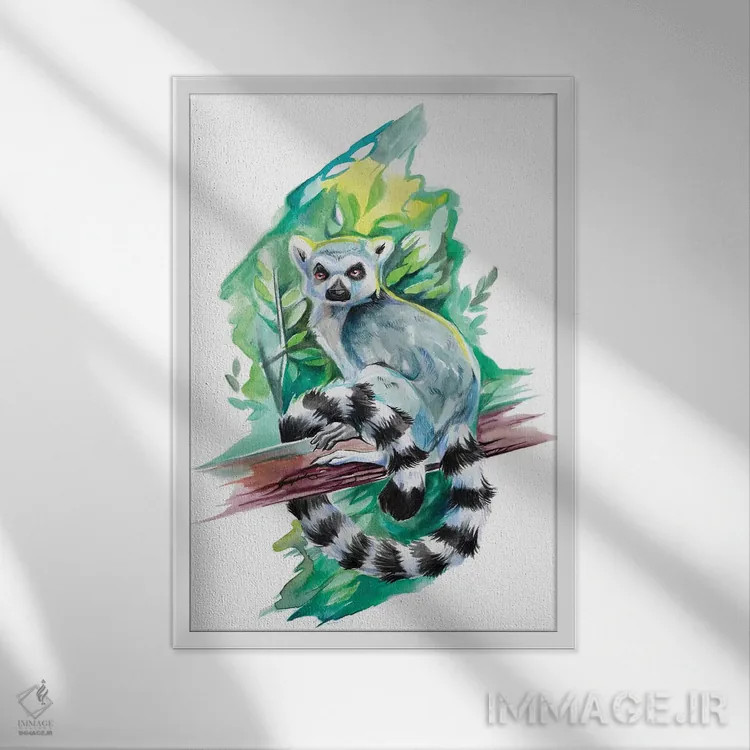 تابلو دکوراتیو لمور اثر کتی لیپسکامب - نمای قابدار سفید