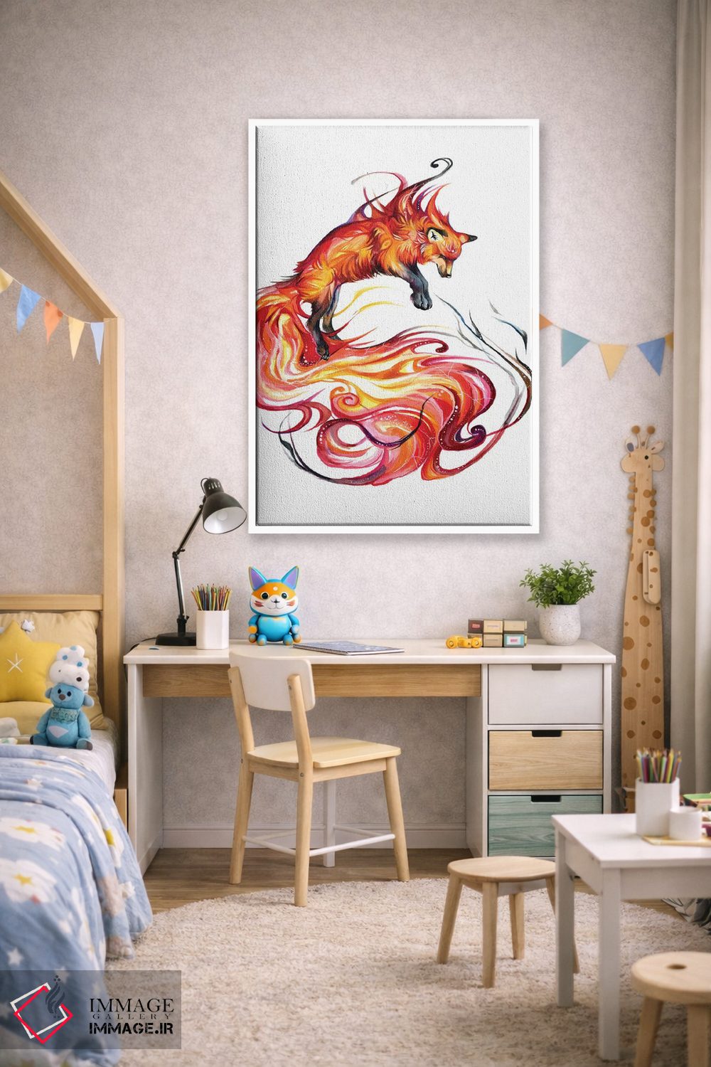 تابلو دکوراتیو روباه کهکشان آتشین اثر کتی لیپسکامب - D1W