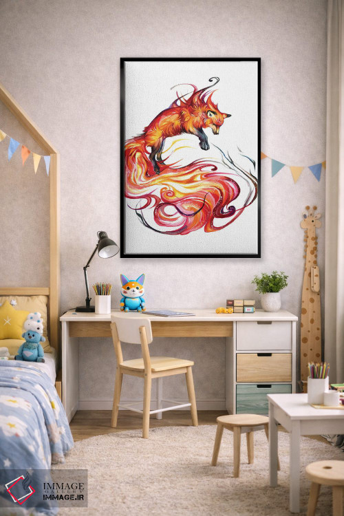 تابلو دکوراتیو روباه کهکشان آتشین اثر کتی لیپسکامب - D2B
